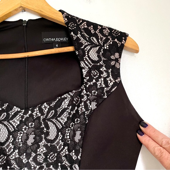 Cynthia Rowley Lace Inset Silhouette Dress Womens 4 Little Black Dress - Picture 9 of 13
